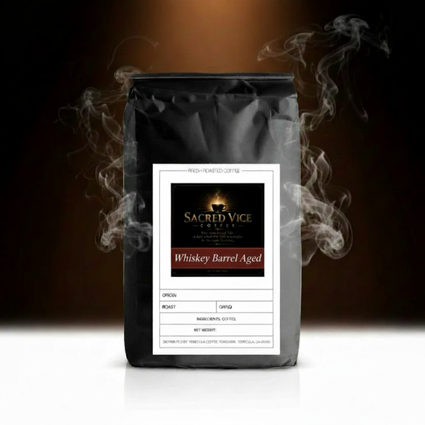 Whiskey Barrel Aged coffee bag